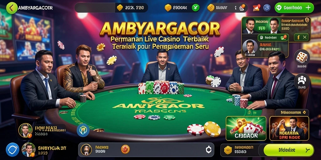 Screenshot gameplay Live Casino AMBYARGACOR menampilkan dealer interaktif dan pemain yang terlibat.