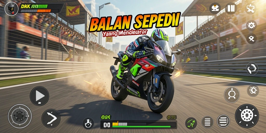 Screenshot DKK menampilkan aksi balapan motor yang mendebarkan.