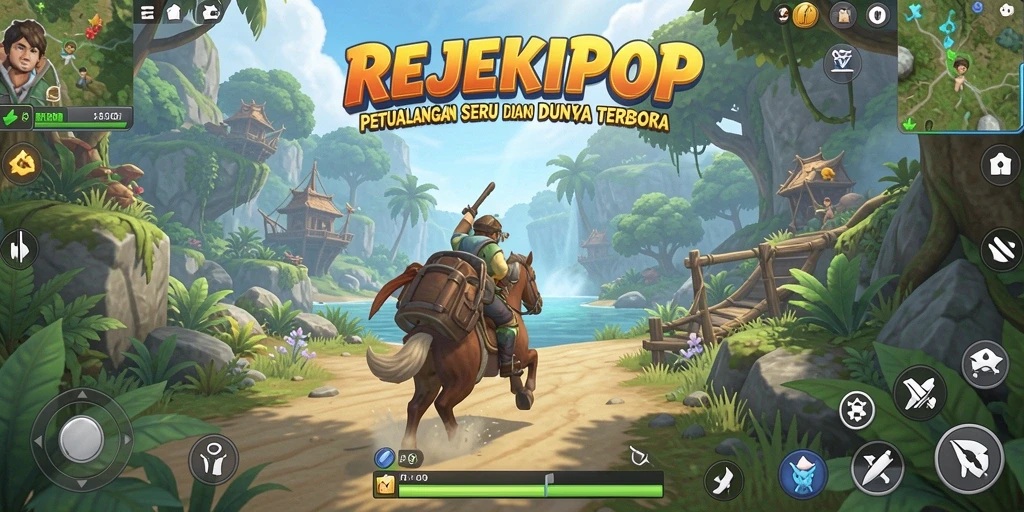 Tampilan gameplay seru dalam dunia terbuka REJEKIPOP.