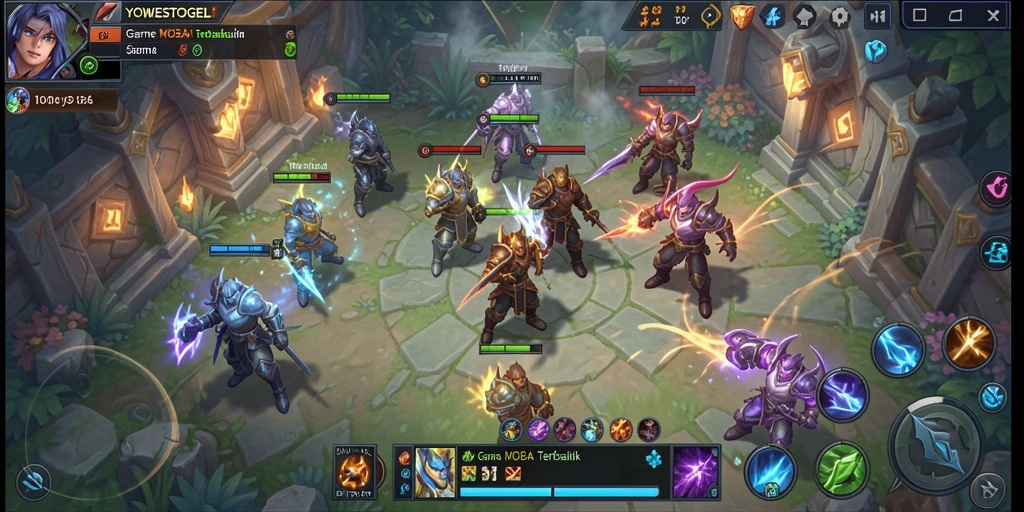 Gameplay seru YOWESTOGEL dalam arena MOBA.